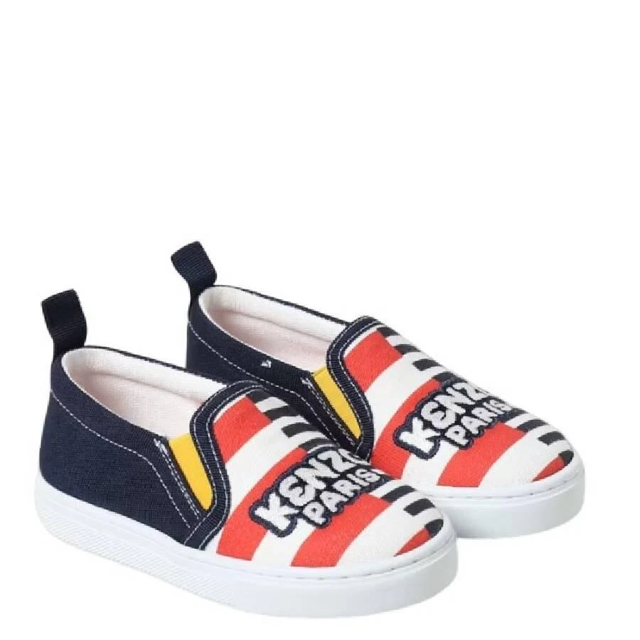 Kenzo Boys Stripe Logo Slip-On Denim Sneakers 2