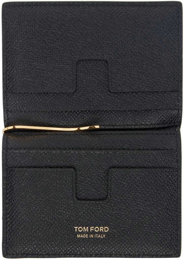 Tom Ford Black Small Grain Leather Folding Money Clip Card Holder 3