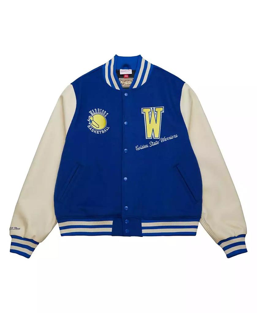Mitchell & Ness Men's Royal Golden State Warriors Hardwood Classics Varsity Full-Snap Jacket
