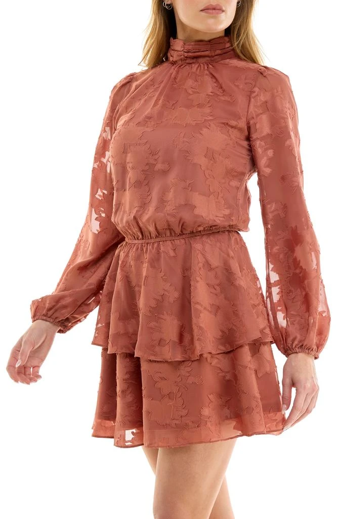 Socialite Floral Jacquard Long Sleeve Minidress 6
