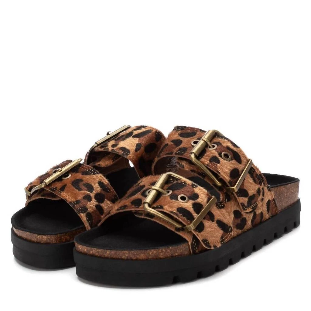 Xti Women's Textured Platform Sliders Sandals In Camel 4