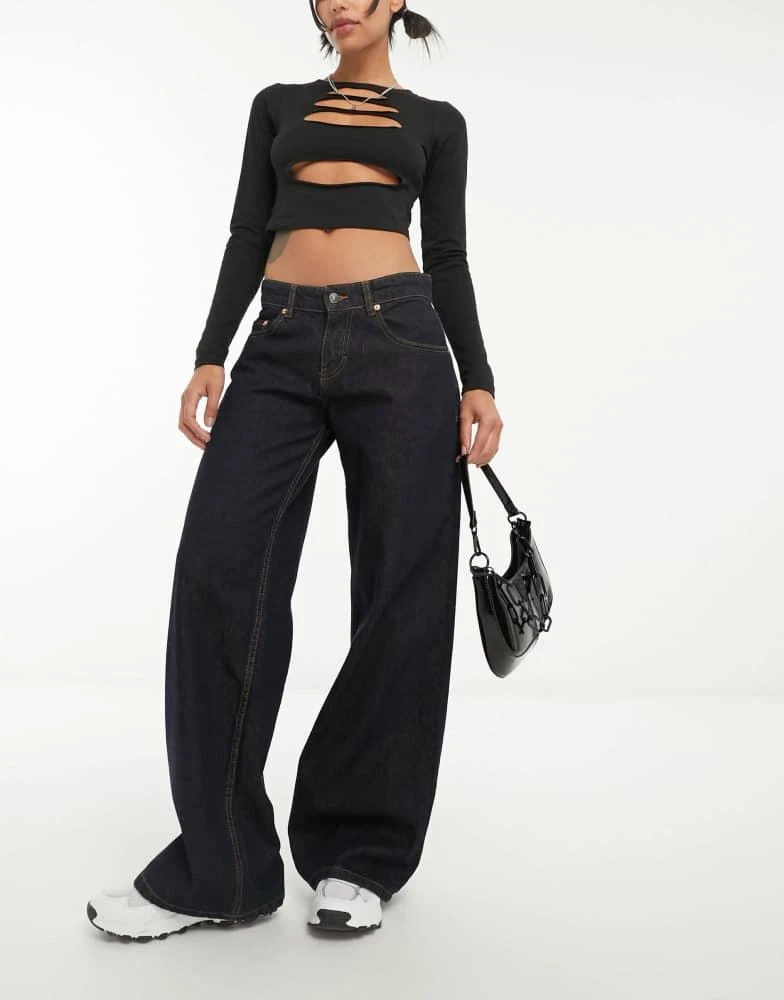 Motel Motel roomy wide leg low rise jeans in indigo 4