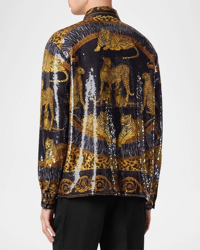 Versace Men
s Wild Cats Sequin Button-Down Shirt 2