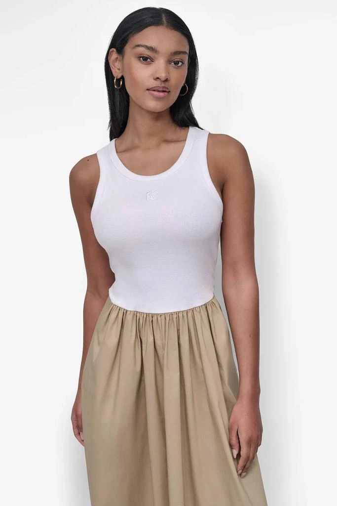 DKNY RIB TANK DRESS WITH POPLIN SKIRT 5