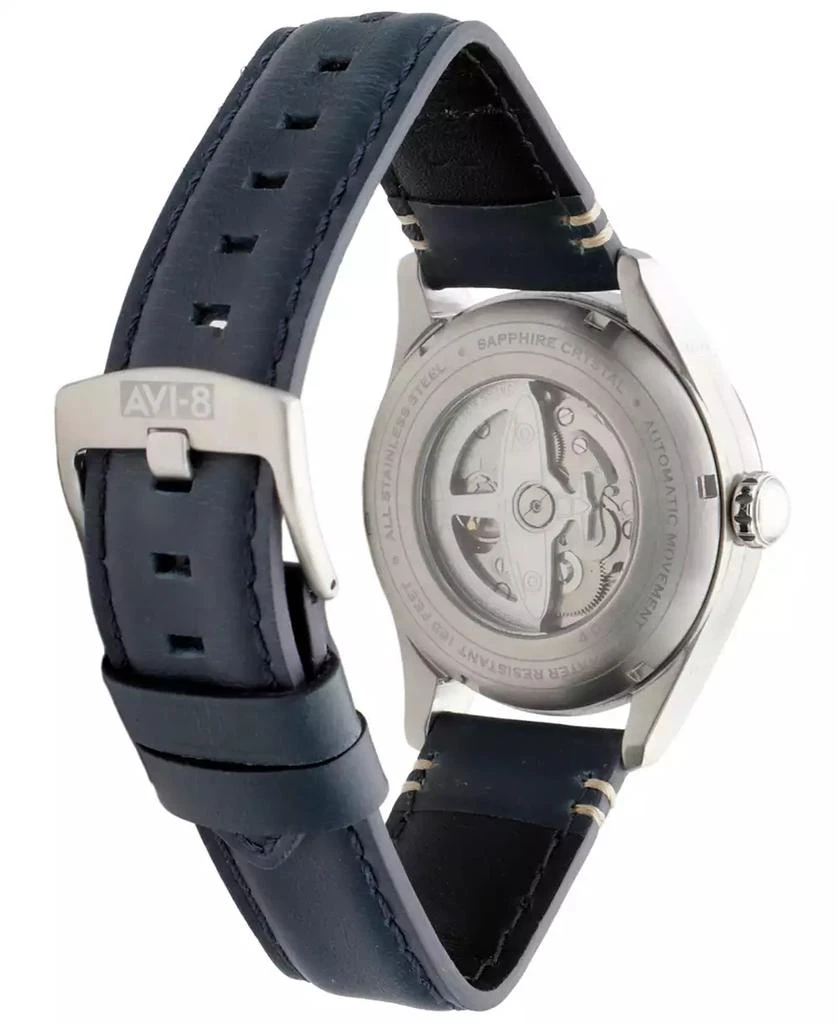 AVI-8 Men's Spitfire Smith Automatic Blue Leather Strap Watch 3