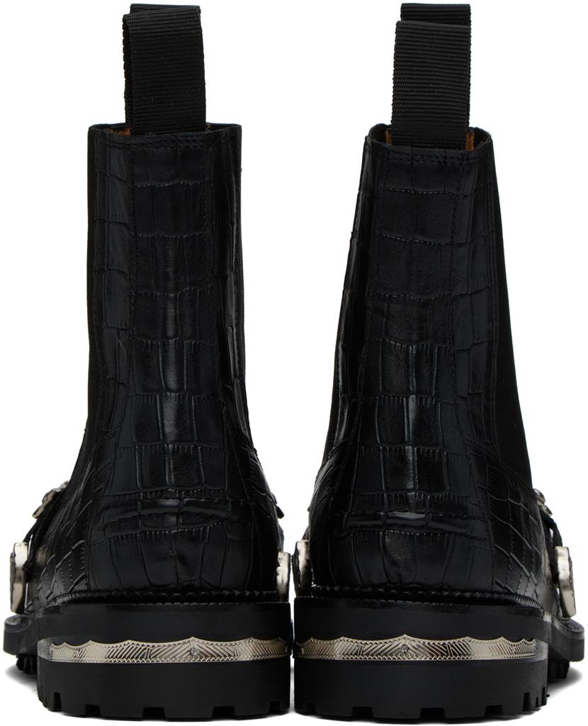 Toga Virilis Black Croc Chelsea Boots - Shoes - BeyondStyle