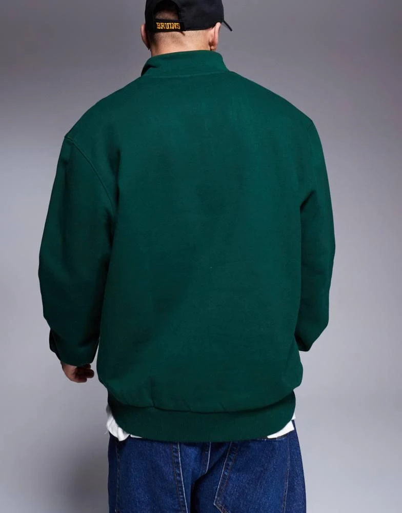 ASOS ASOS DESIGN premium heavyweight oversized quarter zip sweatshirt 400gsm dark green 4