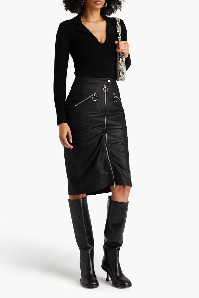 Muubaa Zip-detailed textured-leather skirt