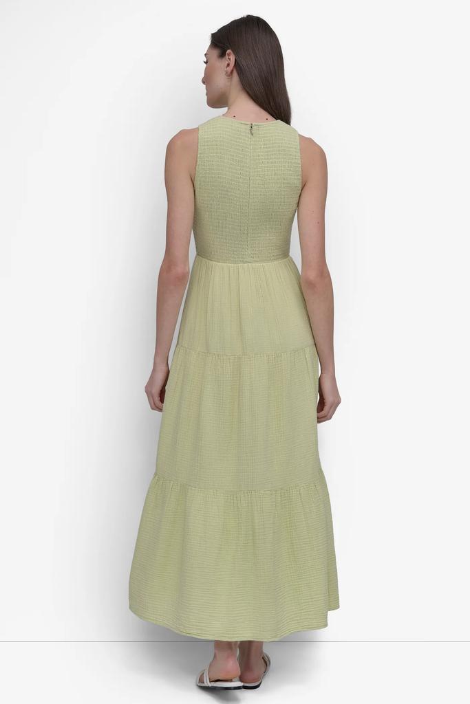 DKNY GAUZE TIERED SMOCKED DRESS