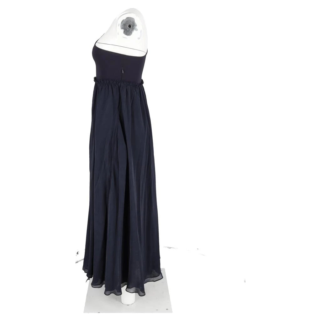 PIERRE BALMAIN Maxi One-Shoulder Sleeve Dress in Navy Blue Polyester and Cotton 5