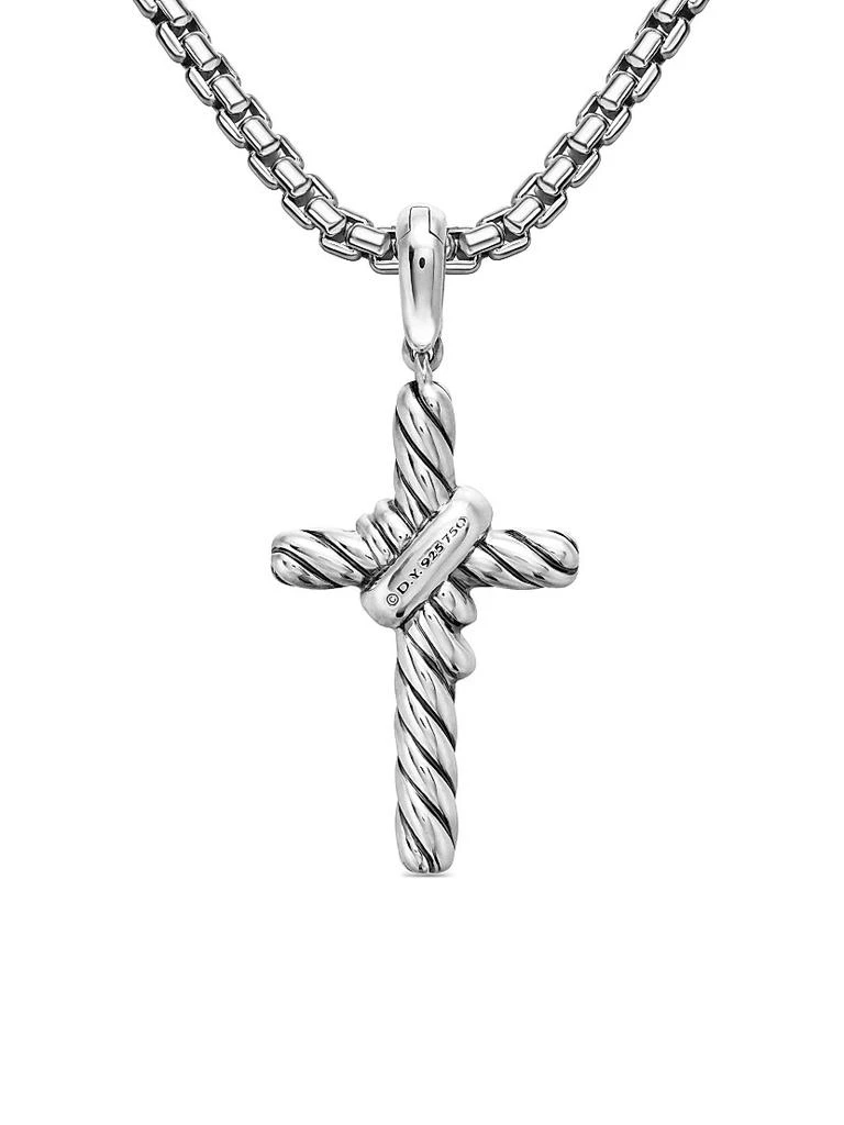 David Yurman X Cross Pendant in Sterling Silver with 18K Yellow Gold and Diamonds, 32mm 5