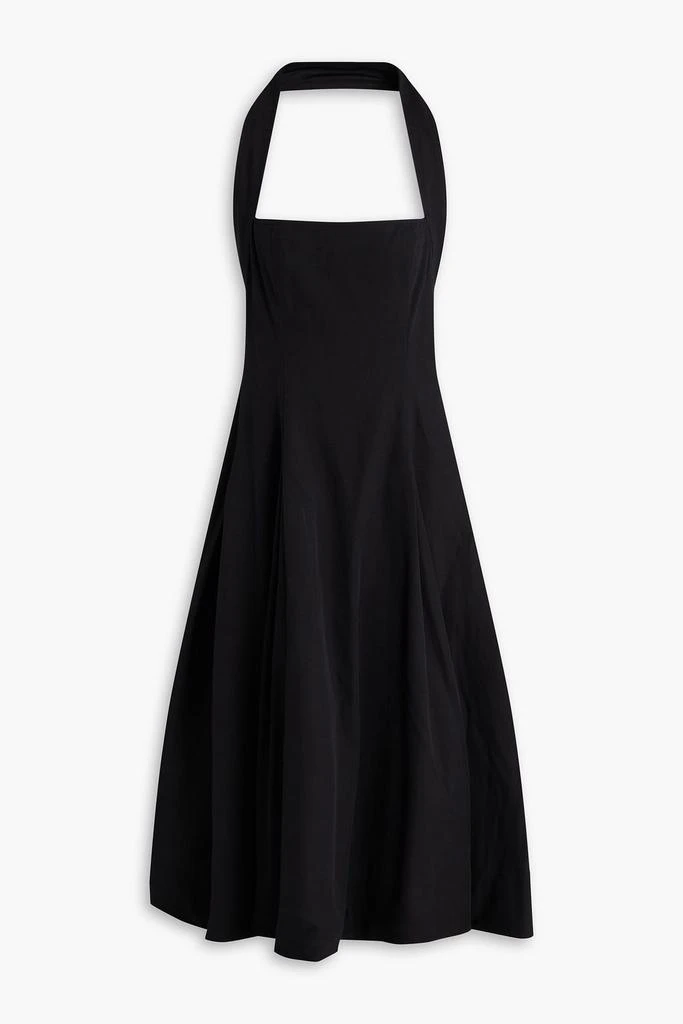 Khaite Pleated cotton-blend twill halterneck midi dress 1