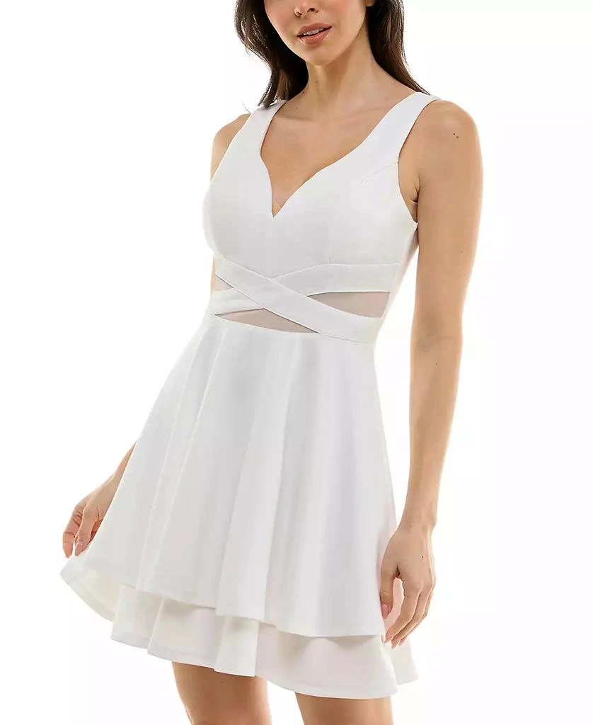 Emerald Sundae Juniors' Mesh-Inset Fit & Flare Dress 3