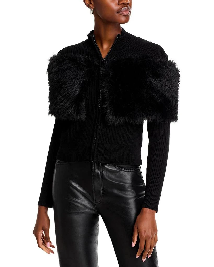 Adrienne Landau Faux Fur Mock Neck Jacket 1