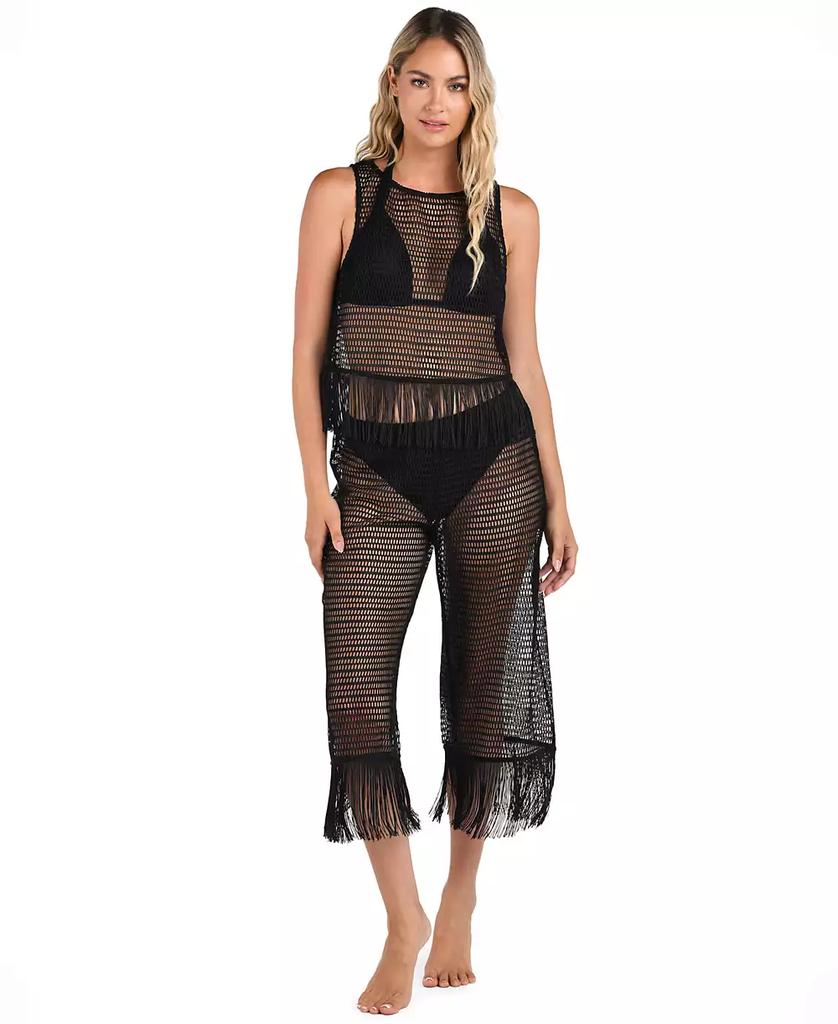 La Blanca Women's Fringe-Trim Sheer Tank Top