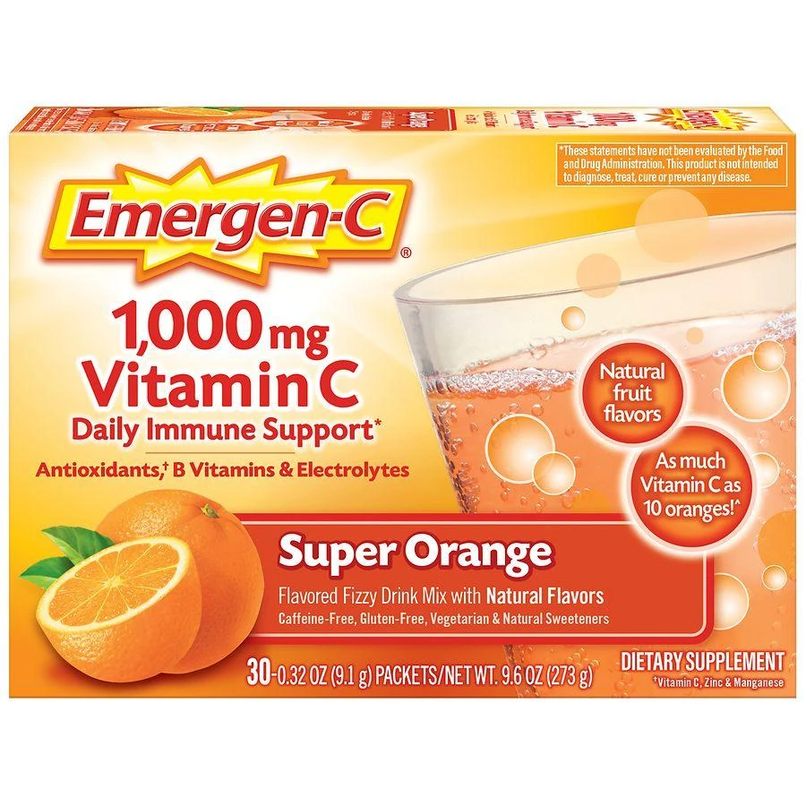 Emergen-C 1000mg Vitamin C Powder For Daily Immune Support Super Orange