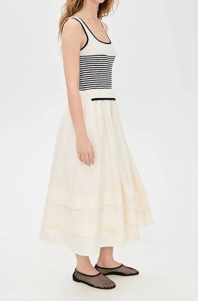 Moon River Striped Knit Top Midi Dress In Cream 3