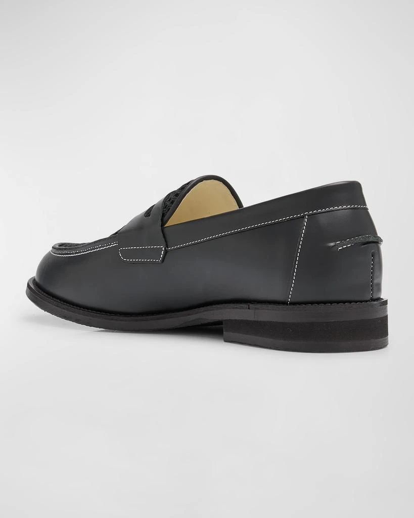 DUKE + DEXTER Men's Wilde Rattan and Leather Penny Loafers 4