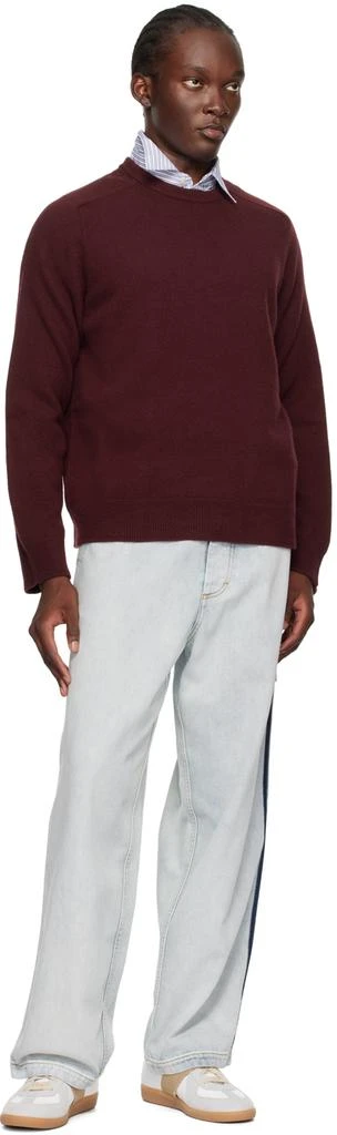 MAISON MARGIELA Burgundy Washed Lambswool Sweater 4
