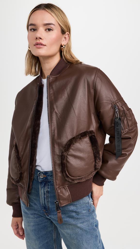 Alpha Industries Reversible Faux Leather MA-1 Bomber Jacket