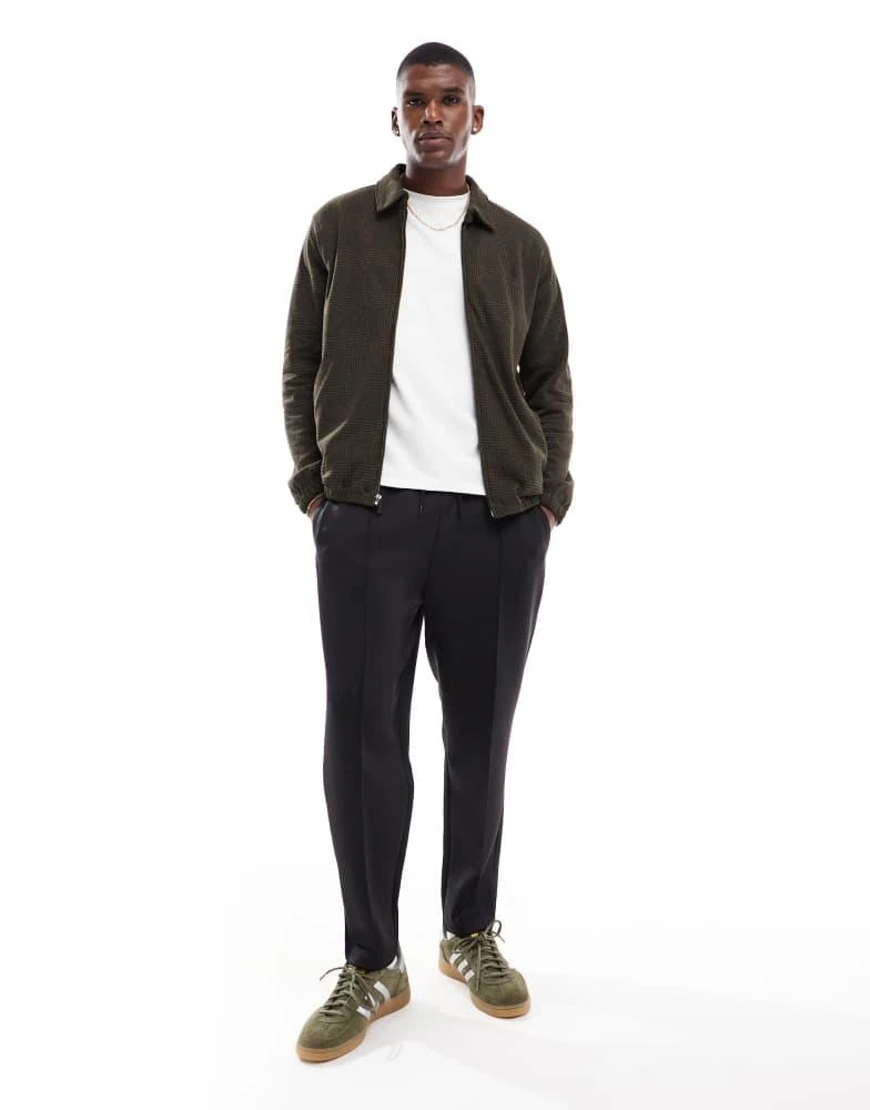 Ralph Lauren Polo Ralph Lauren Bayport icon logo prince of wales check print jersey jacket in olive green 2