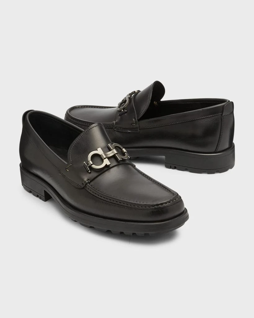 Salvatore Ferragamo Men's David Leather Lug-Sole Loafers 8