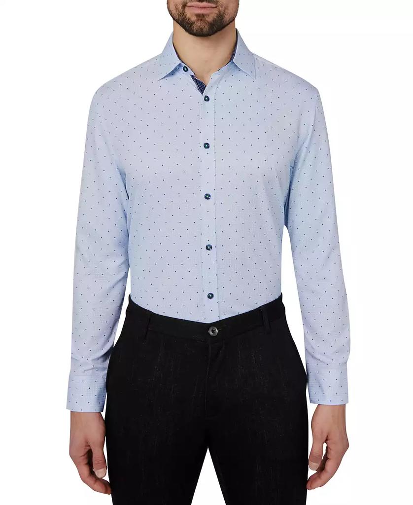 Society of Threads Men's Regular Fit Non-Iron Geo Print Performance Dress Shirt