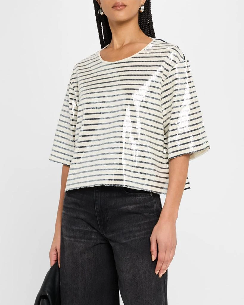 Marella Gardone Boxy Striped Sequin Tee 4