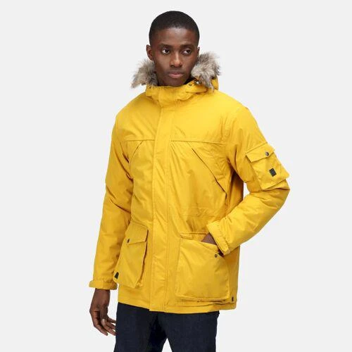 Regatta Mens Salinger II Faux Fur Insulated Parka Jacket Mustard Seed 1