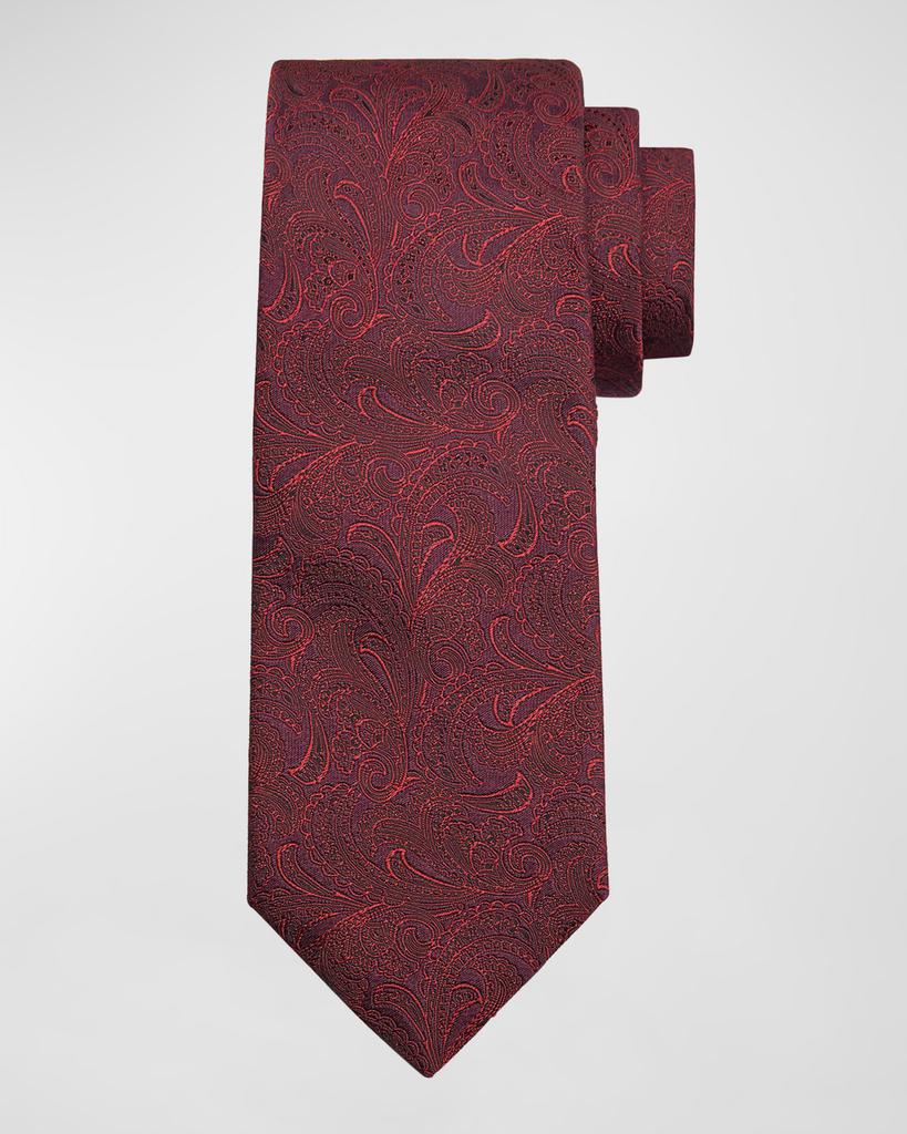 Brunello Cucinelli Men's Silk-Cotton Tonal Paisley Tie