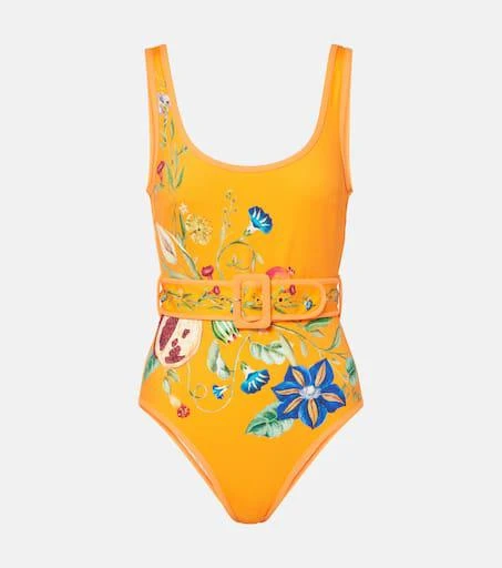 ALÉMAIS Flores printed belted swimsuit 1