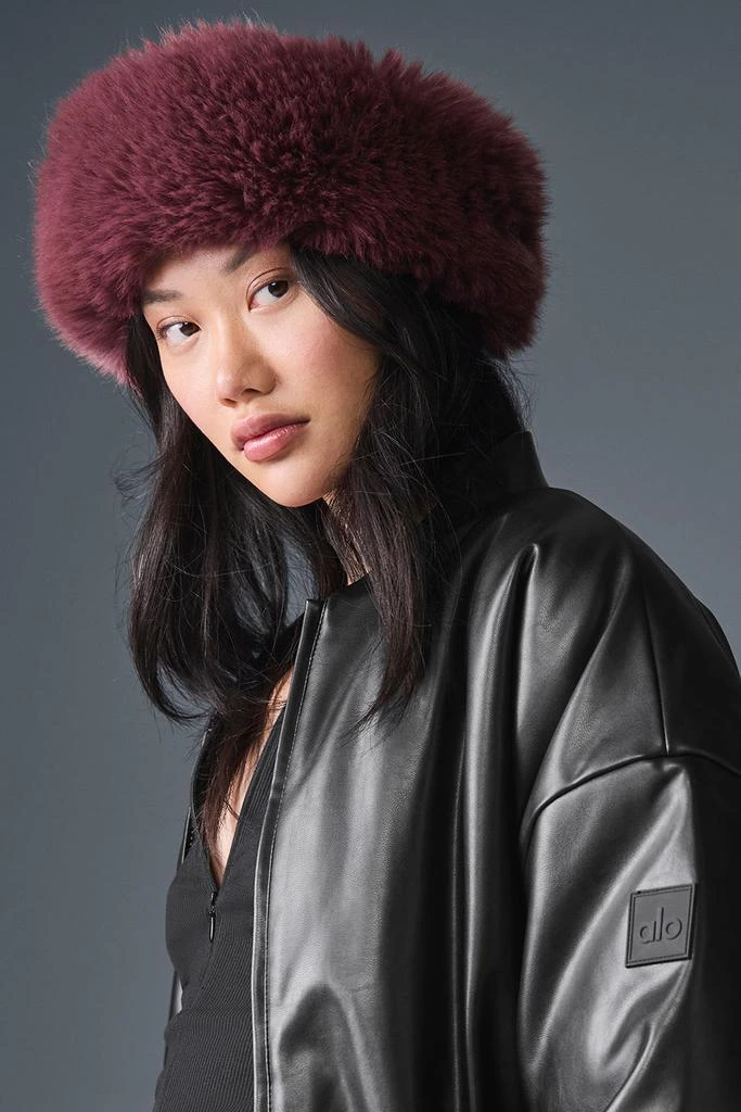 Alo Opulent Faux Fur Wintersun Headband - Burgundy Truffle 
