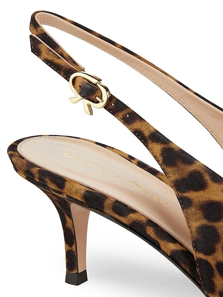 Gianvito Rossi 55MM Leopard Print Suede Slingback Pumps 5