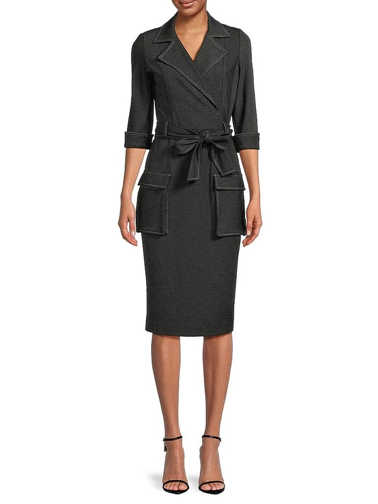 Black Halo Iria Stretch-Denim Self-Tie Midi-Dress 3