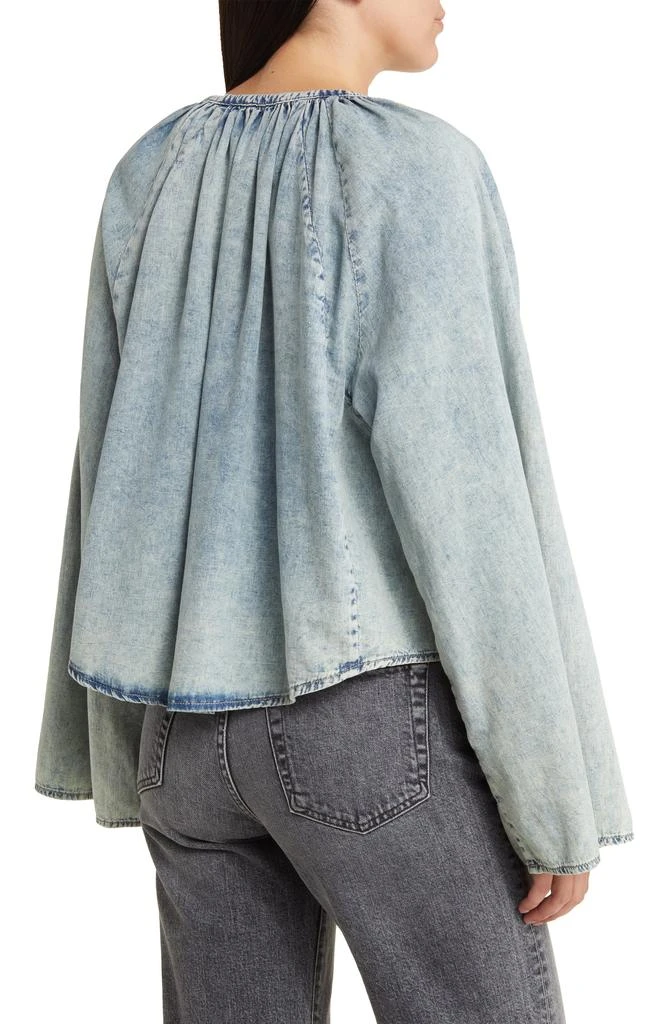 FRAME Tie Neck Denim Top 2