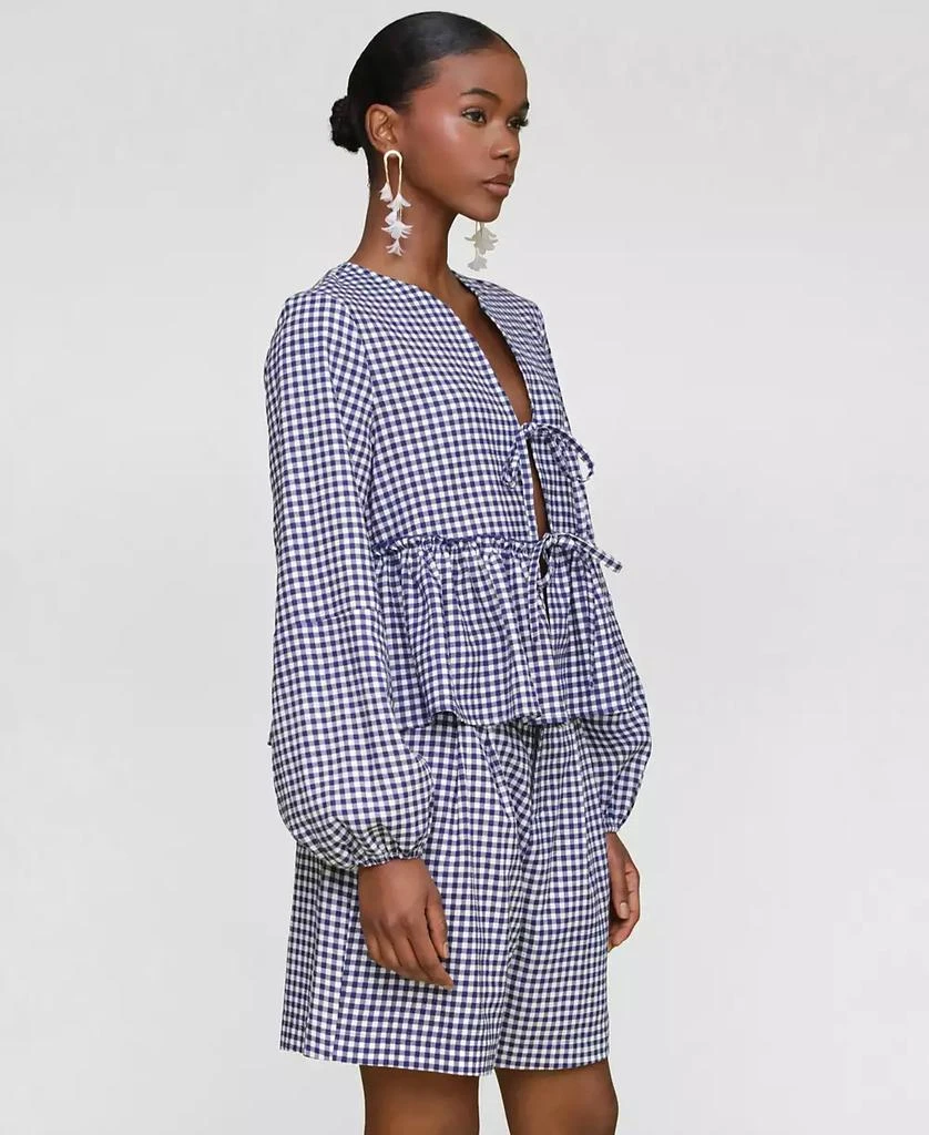 Avec Les Filles Women's Linen-Blend Tie-Front Blouse 3