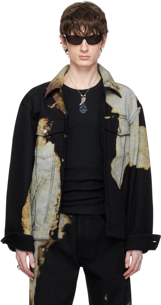 McQueen Black
Gray Abstract Print Denim Jacket
