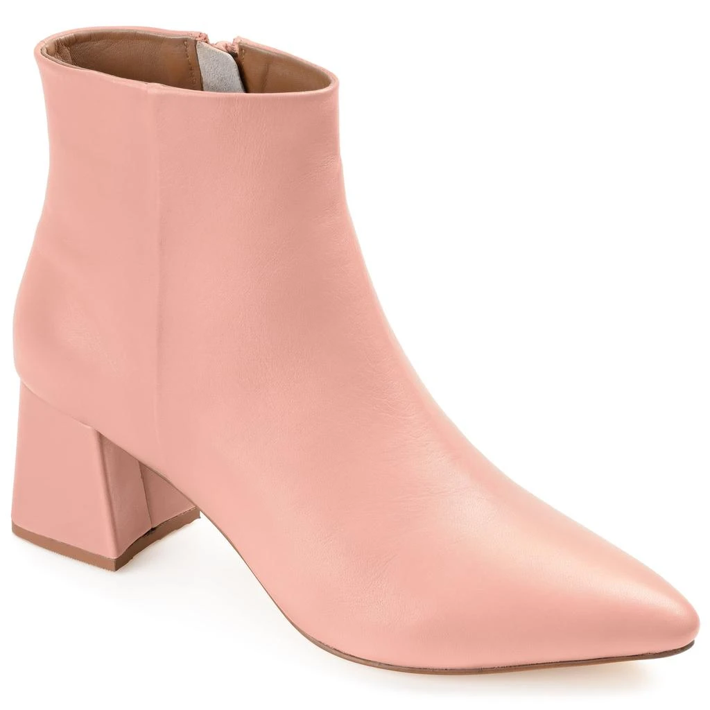 JOURNEE Signature Womens Genuine Leather Tabbie Almond Toe Block Heel Ankle Booties 1