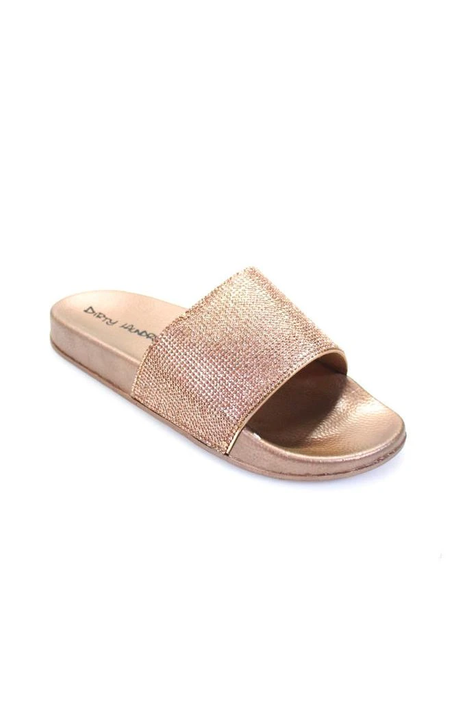 Dirty Laundry Dirty Laundry Womens Crystal Single Strap Fargo Slide Sandlas Rose Gold Tone 8 1