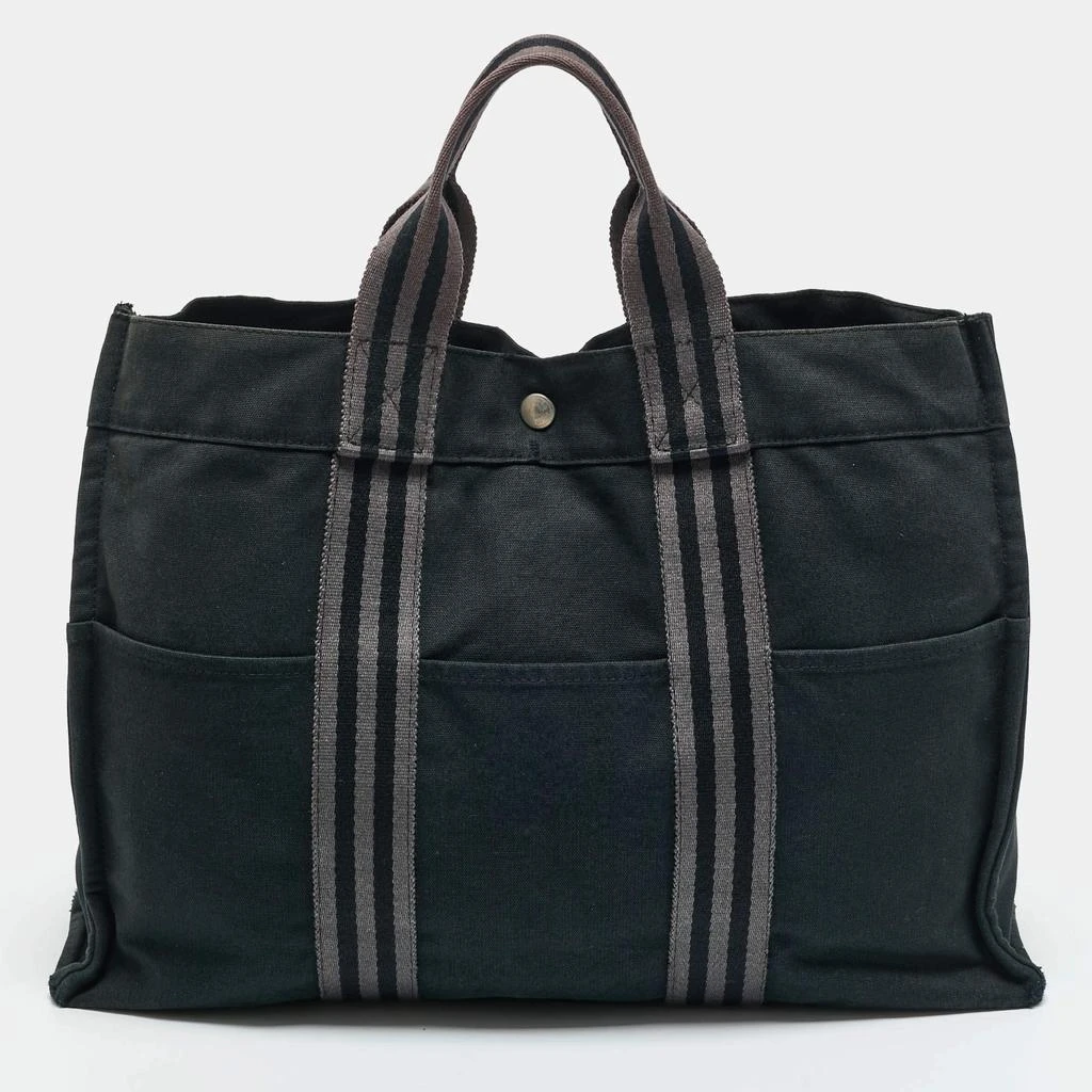 Hermes Hermes Black Canvas Herline MM Tote 