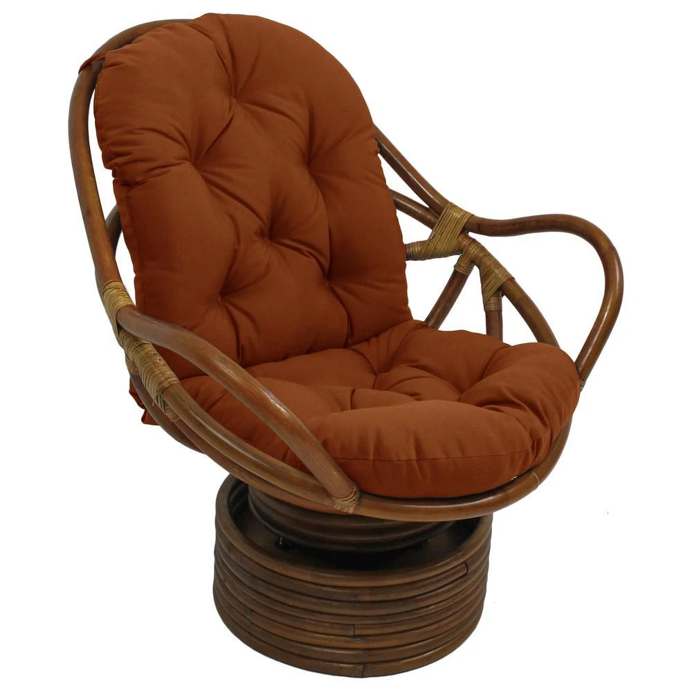 International Caravan Rattan Swivel Rocker with Outdoor Fabric Cushion, Cinnamon