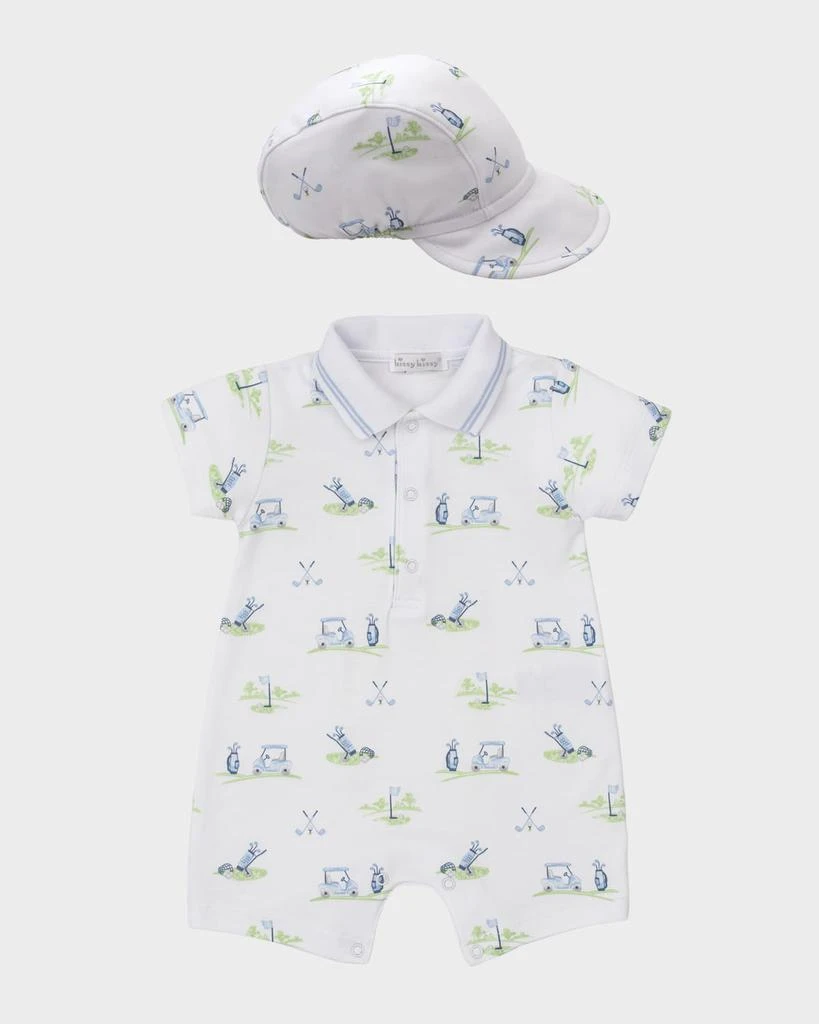 Kissy Kissy Boy's Fairway Foursome Short Playsuit and Hat Set, Size 0M-9M 1