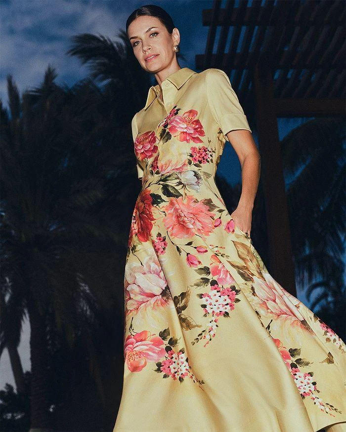 Teri Jon Bold Floral Print Shirt Midi Dress 2