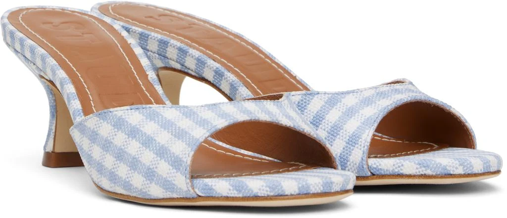 Staud Blue & White Brigitte Mule Heeled Sandals 4