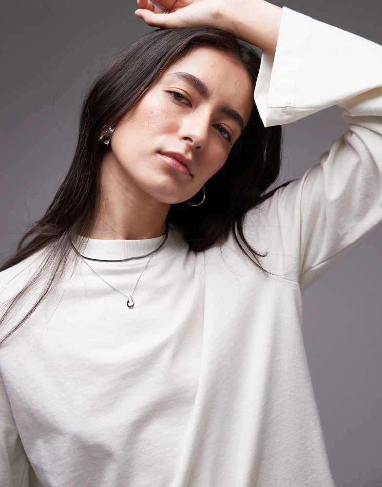 Topshop Topshop clean long sleeve jersey top in off white 1