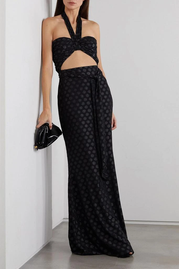 Halpern Cutout embellished georgette halterneck maxi dress 5