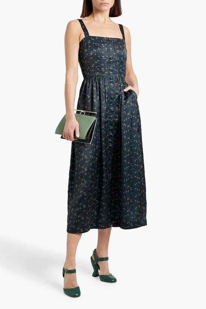 HVN Laura floral-print satin midi dress 2