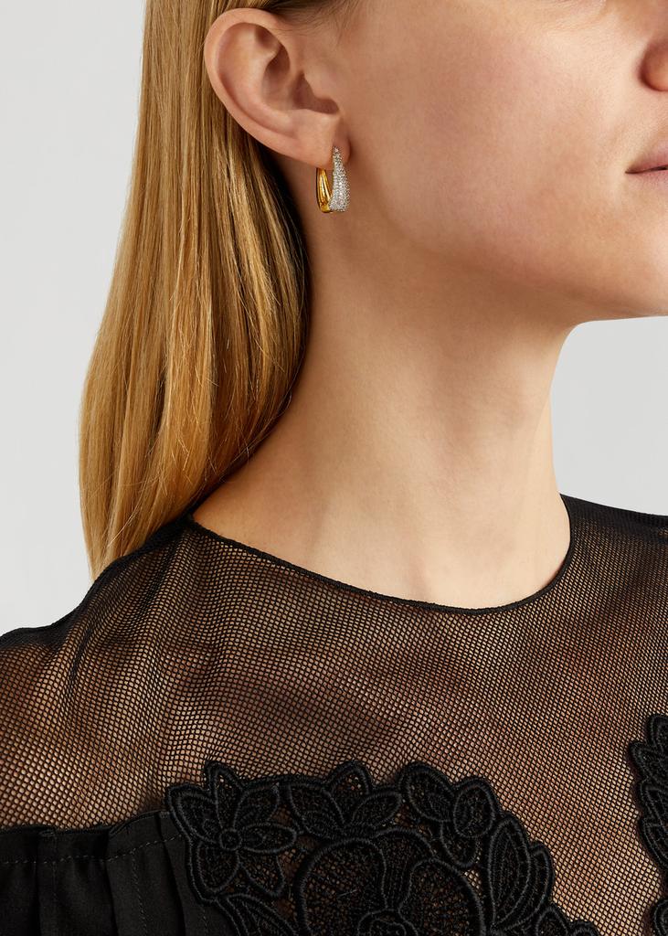 FALLON Elongated gold-plated hoop earrings