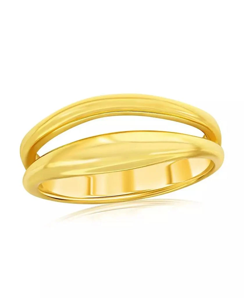 Simona Sterling Silver, Gold Plated High-Polished Double Row Ring
