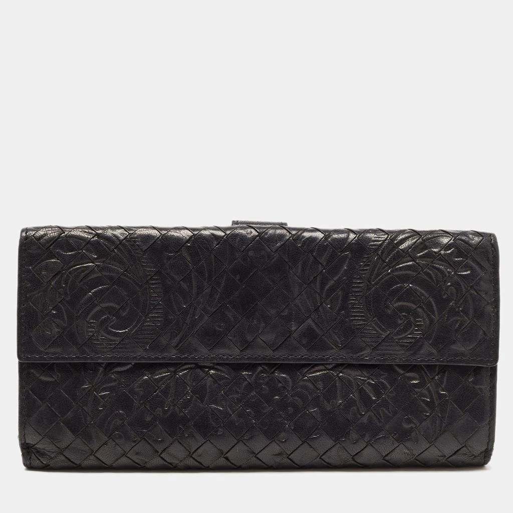 Bottega Veneta Bottega Veneta Black Intrecciato Leather Flap Continental Wallet 6